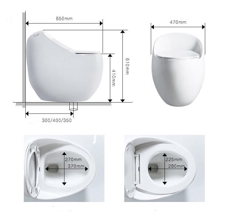 Luxury Black & Gold Egg-Shape Toilet | Greek Key One-Piece Floor Mounted