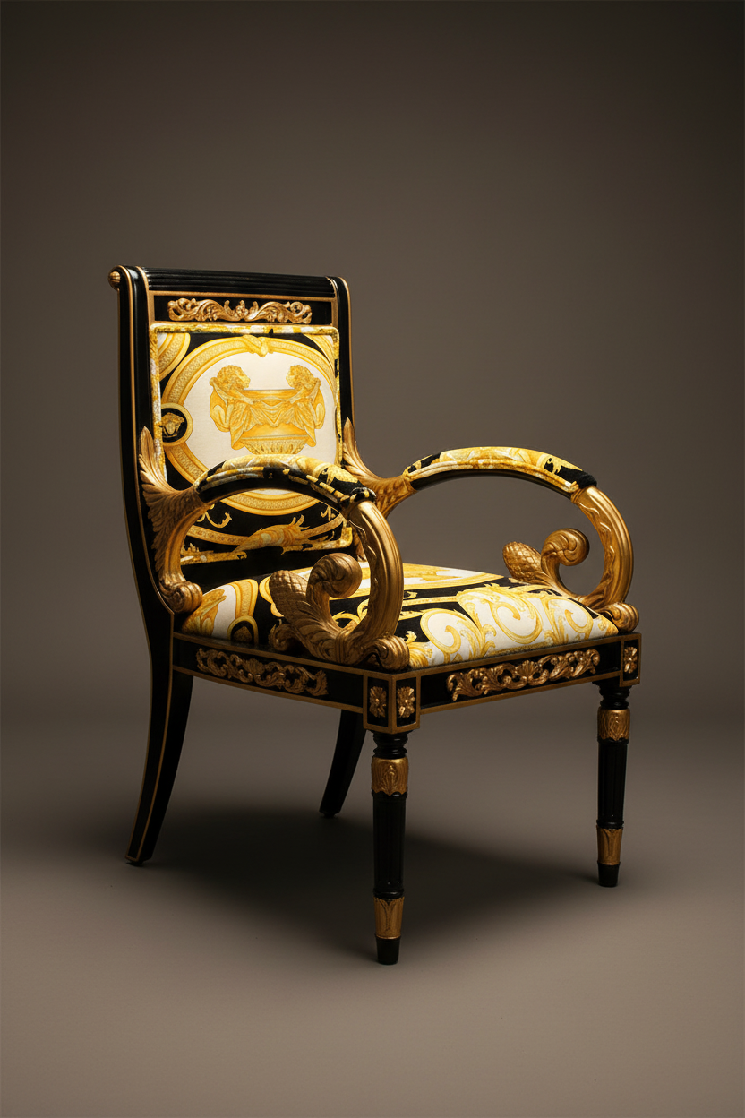 Gold Double Lion Armchair | Side Studio Shot