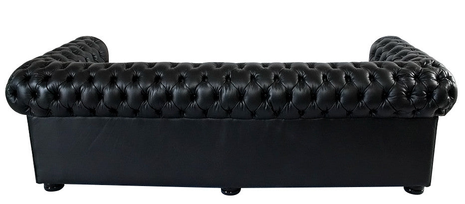 Chesterfield 3-Seater Sofa in Black Genuine Leather