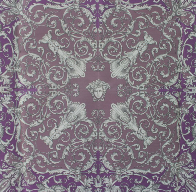 Luxury Custom Vanitas 2-Seater Loveseat | Versace Violet Baroque Velvet | Gold or Silver Leaf Finish
