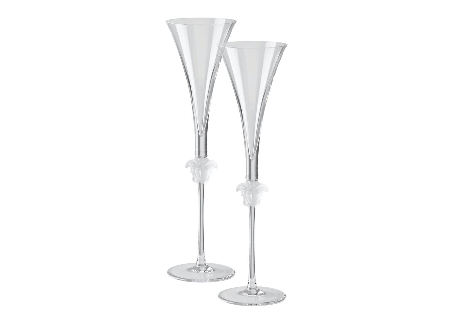 Versace Medusa Lumiere Crystal Champagne Flute Pair