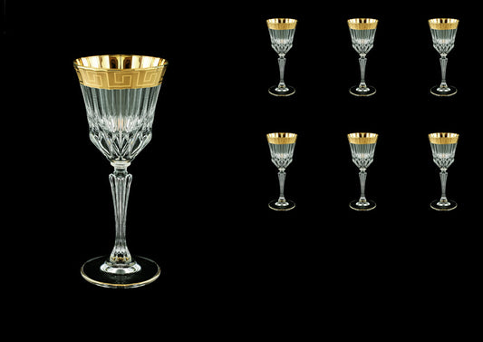 Crystal Wine Glasses In Antique Golden Classic Greek Key-6Pc. Set-150ml