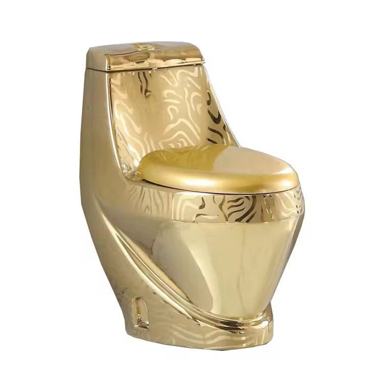 Luxury Gold & Silver One-Piece Toilet | Dual Flush Floor Mounted