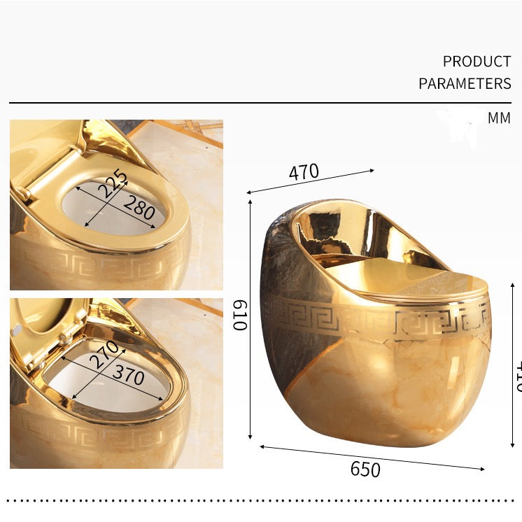 Luxury Greek Key Gold Tankless Toilet | One-Piece Floor Mounted