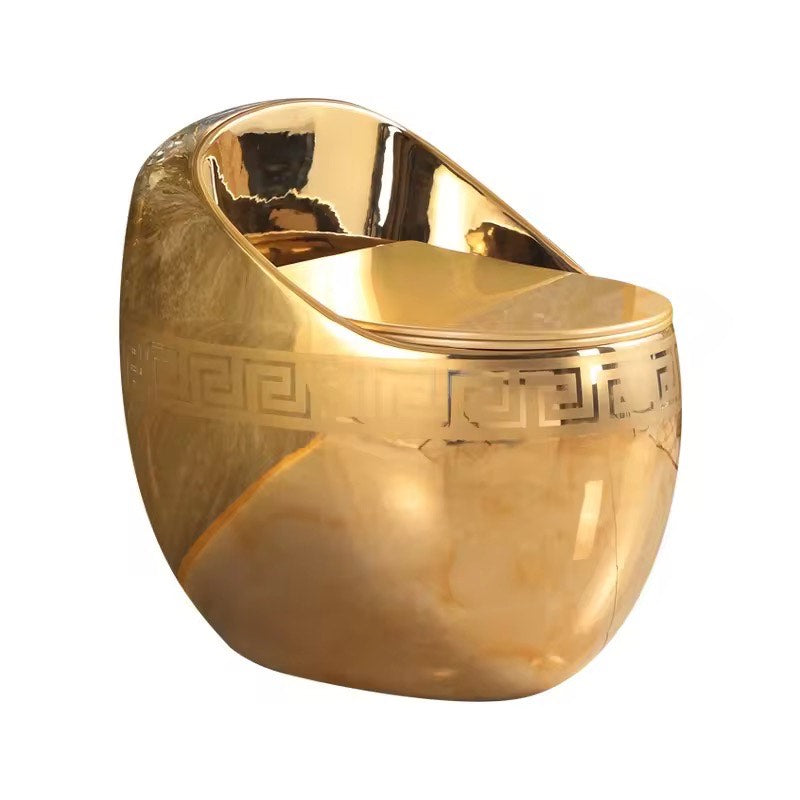 Luxury Greek Key Gold Tankless Toilet | One-Piece Floor Mounted