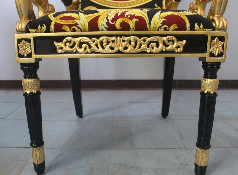 Luxury Vanitas Armchair | Versace Red Double Lion Velvet — leg detail