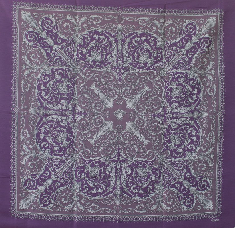 Clearance | Versace Violet Medusa Baroque Silk Fabric Panel 140 × 140 cm