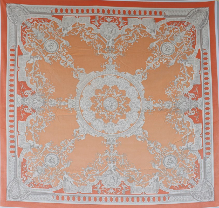 Clearance | Versace Le Grand Orange Cotton Velvet Panel 140 × 140 cm