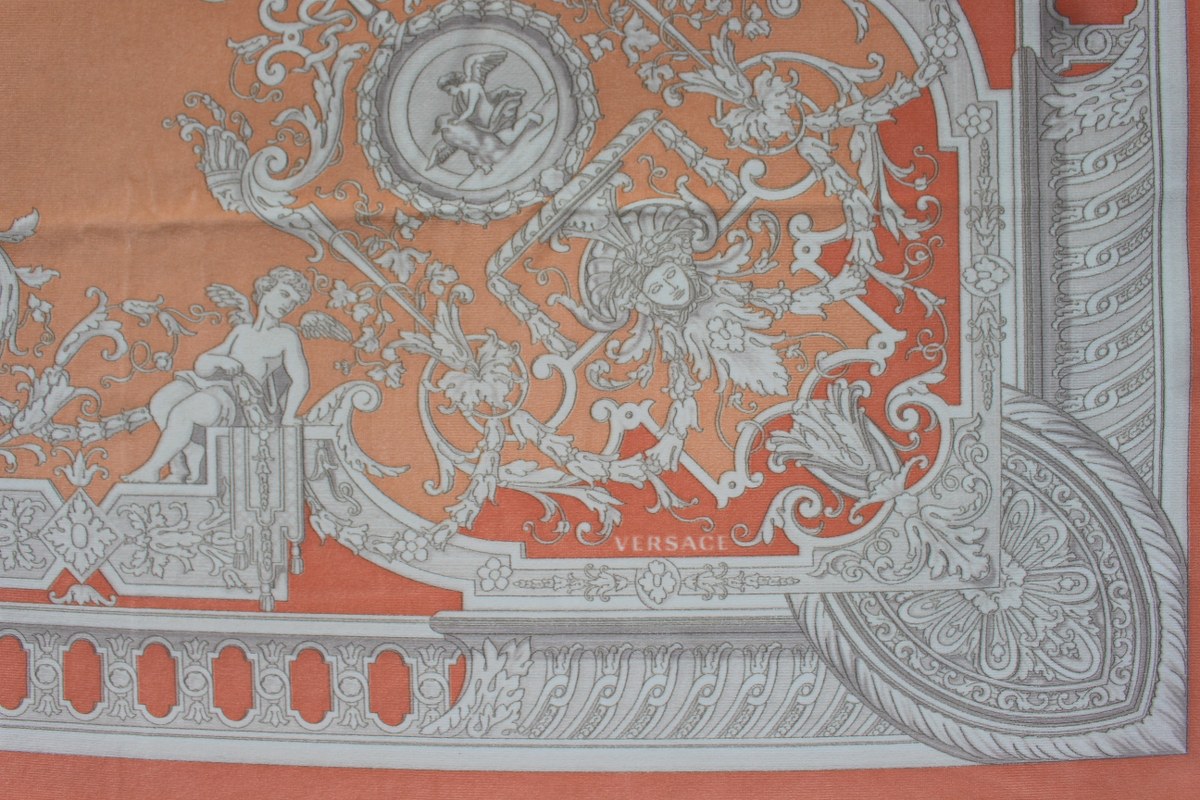 Clearance | Versace Le Grand Orange Cotton Velvet Panel 140 × 140 cm