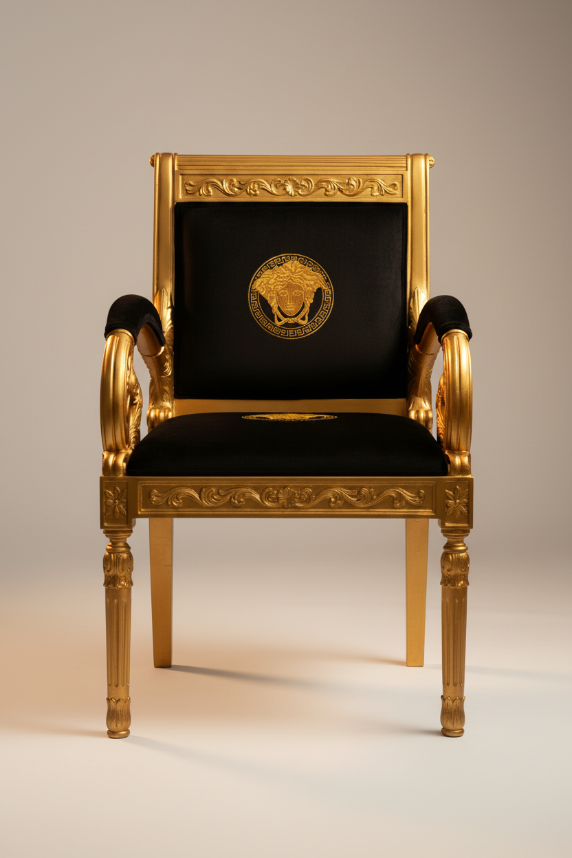 Gold Vanitas Armchair Studio Shot