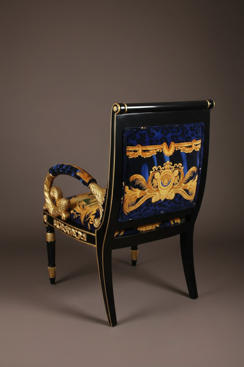 Vanitas Armchair | Full Pattern Wrap — Rear Studio Shot