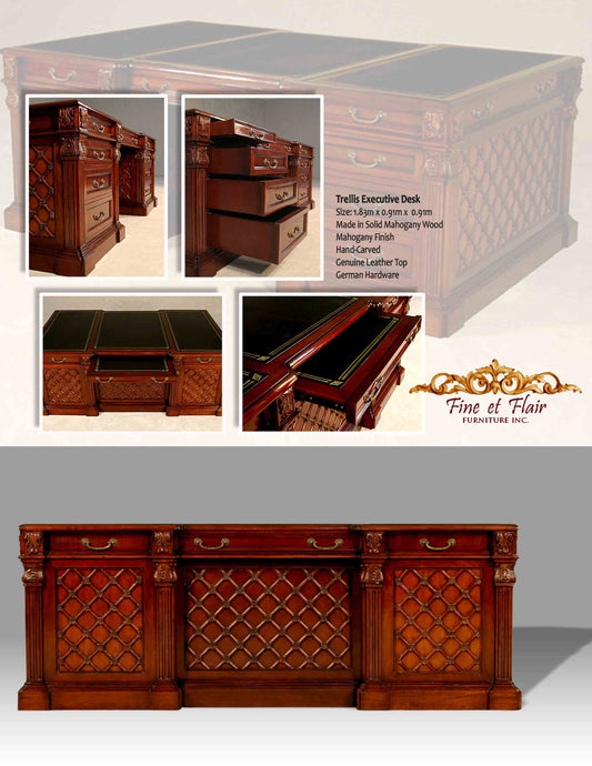 Office Regency Trellis Executive Desk In Mahogany Finish