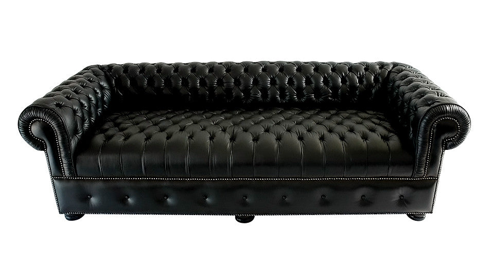 Chesterfield 3-Seater Sofa in Black Genuine Leather