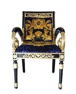 Pair of Custom Vanitas Armchairs — Versace DV Blue Animal Print Velvet