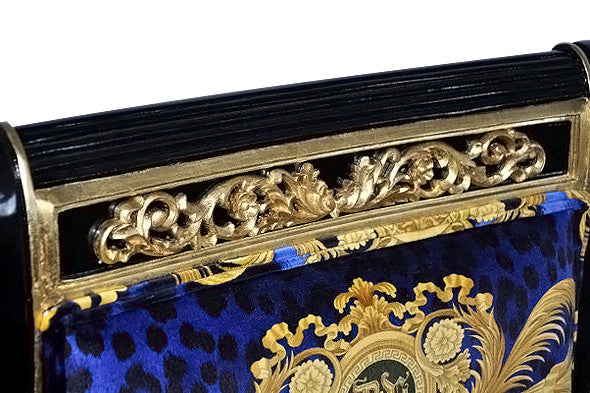 Pair of Custom Vanitas Armchairs — Versace DV Blue Animal Print Velvet