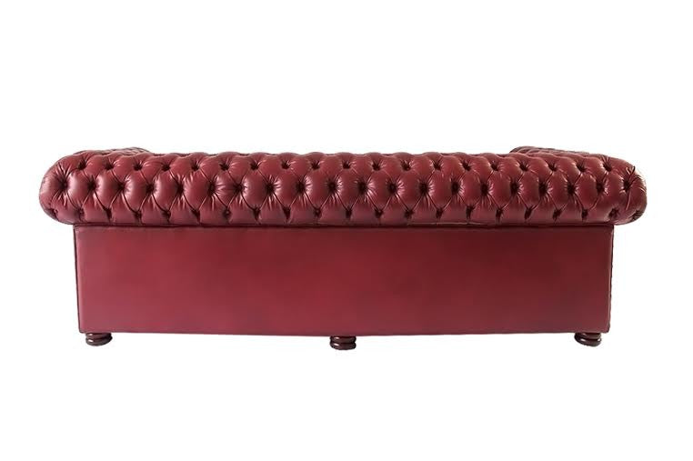 Chesterfield 3-Seater Sofa in  Burgundy Genuine Leather