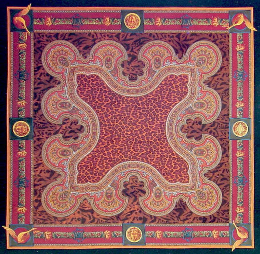 Flash Sale Versace Vintage Medusa & Leopard Print Red Fabric Panel 140cm x 140cm