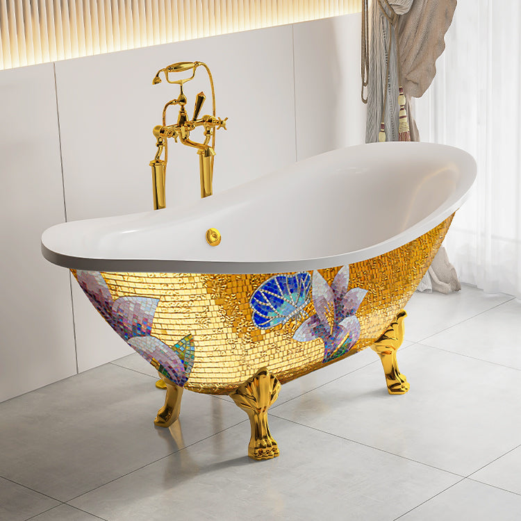 Classic Claw-Foot Freestanding Bathtub — Hand-Inlaid Glass Mosaic