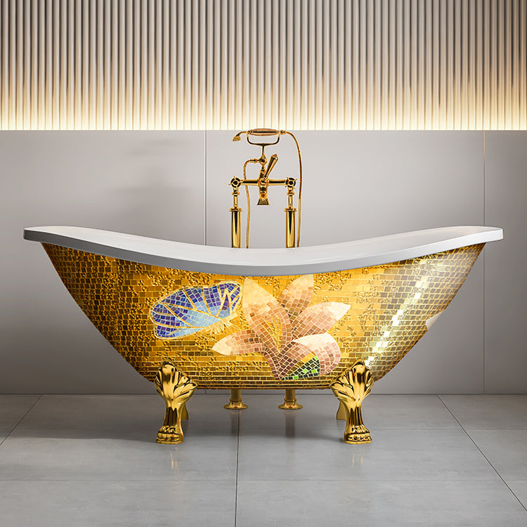 Classic Claw-Foot Freestanding Bathtub — Hand-Inlaid Glass Mosaic