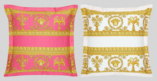 Versace Baroque Medusa Pillow Pink-White Reversible Square
