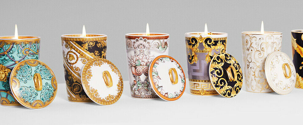 Versace Prestige Gala Scented Table Candle Holder With Ring Handle Lid