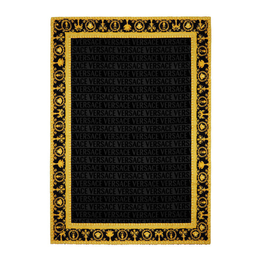 Versace Baroque & Jacquard Medusa Beach/Bath Towel Black-  195 cm x 145 cm